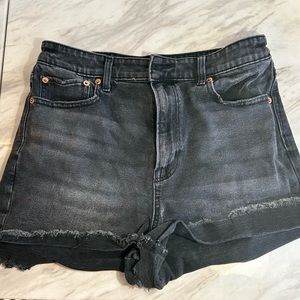 American Eagle black high rise stretch jean shorts